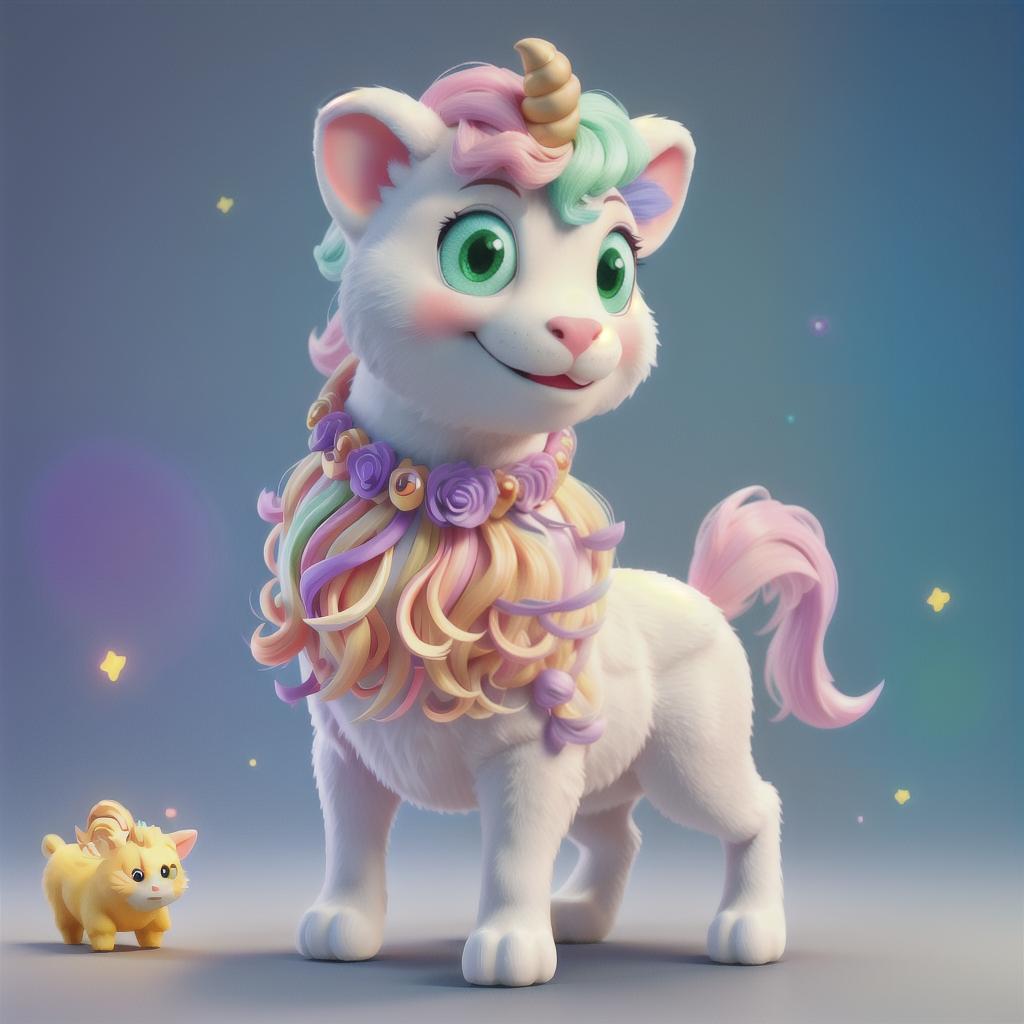  Baby Unicorn, Cartoon style 3D render, 64k, high resolution, rainbow backdrop hyperrealistic, full body, detailed clothing, highly detailed, cinematic lighting, stunningly beautiful, intricate, sharp focus, f/1. 8, 85mm, (centered image composition), (professionally color graded), ((bright soft diffused light)), volumetric fog, trending on instagram, trending on tumblr, HDR 4K, 8K