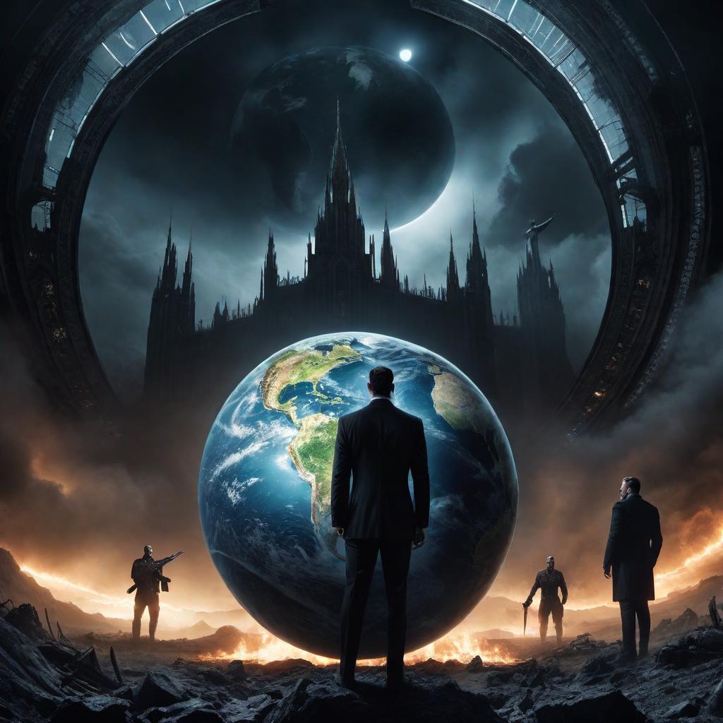  A dark and sinister illustration depicting evil people controlling the world. The scene should show sinister figures laughing maniacally, with a large globe or a symbolic representation of the Earth at their center. The individuals should have menacing expressions and be dressed in dark, ominous clothing. Their surroundings should be shadowy and filled with symbols of power and control, evoking a sense of malevolent dominance and manipulation over humanity. The overall atmosphere should be eerie and unsettling. hyperrealistic, full body, detailed clothing, highly detailed, cinematic lighting, stunningly beautiful, intricate, sharp focus, f/1. 8, 85mm, (centered image composition), (professionally color graded), ((bright soft diffused light)), volumetric fog, trending on instagram, trending on tumblr, HDR 4K, 8K