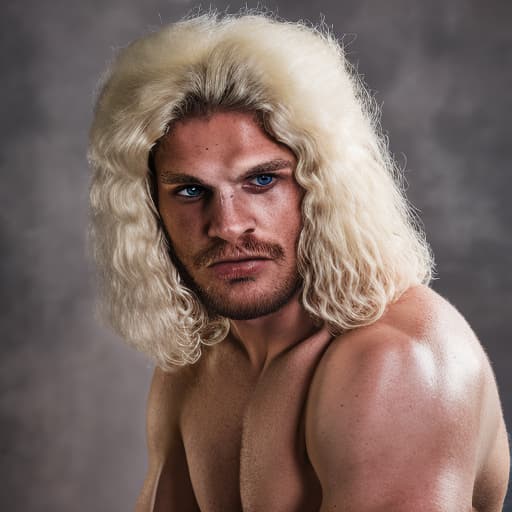 portrait+ style czech queer wrestler blonde very cute dude face