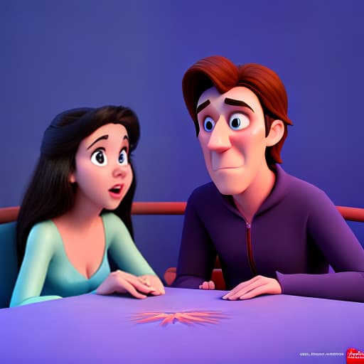  create a 3d disney movie poster about a miserable couple