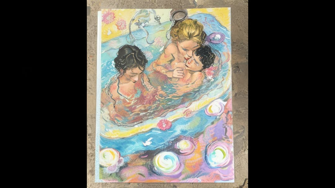  , mom and two boys taking a bath,colorful swirls with flowers around the body, surreal style, digital art in the style of Vincent van Gogh, detailed illustration with intricate patterns and textures, soft lighting, high resolution quality.,hyper realistic, knee shot, 4k, hasselblad 1600f<lora:samdoesarts-lora:0.6004812617017334> kawaiitech pastel colors kawaii cute colors scifi <lora:laugh:0.6823394251381867><lora:real-boy:0.7596538723724764><lora:gd-xiaorenshu:0.8894760924593119> hyperrealistic, full body, detailed clothing, highly detailed, cinematic lighting, stunningly beautiful, intricate, sharp focus, f/1. 8, 85mm, (centered image composition), (professionally color graded), ((bright soft diffused light)), volumetric fog, trending on instagram, trending on tumblr, HDR 4K, 8K