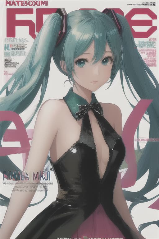  cover,1girl,hatsune miku, masterpiece, best quality,(magazine cover, FashionMagCover, english text, username, watermark, artist name, signature:1.1)