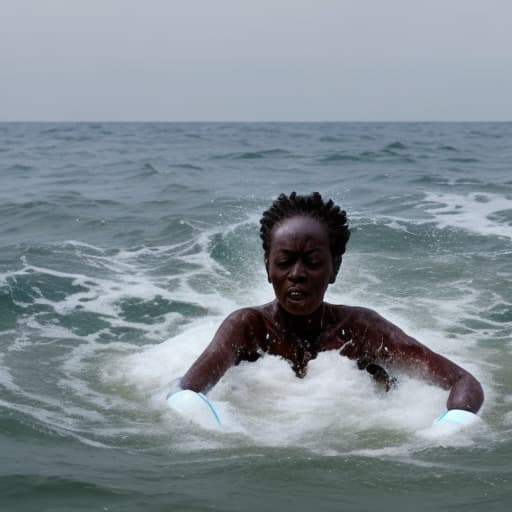  african woman drowning in sea