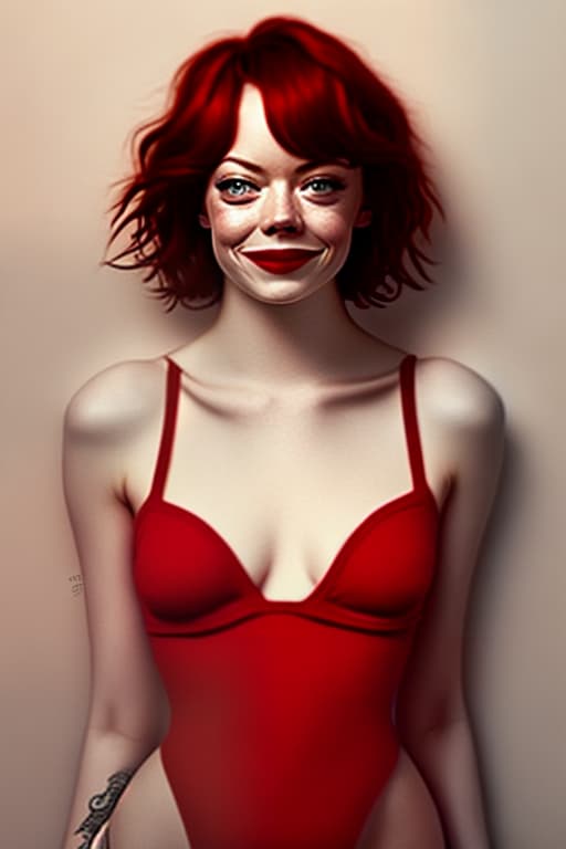 estilovintedois Emma Stone,, 30 year,,  ,, with no clothes on,, ing  open ,, with big ,, and short red hair
