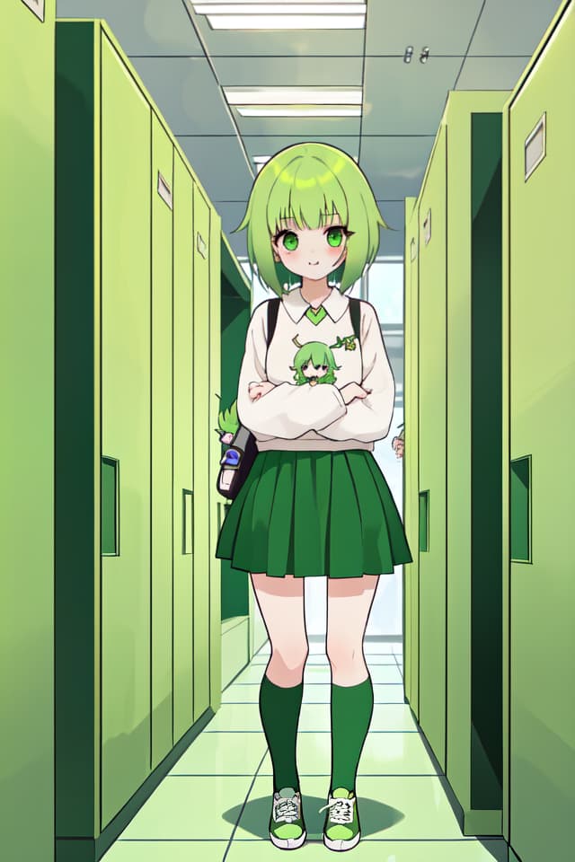  Green hair character in the locker