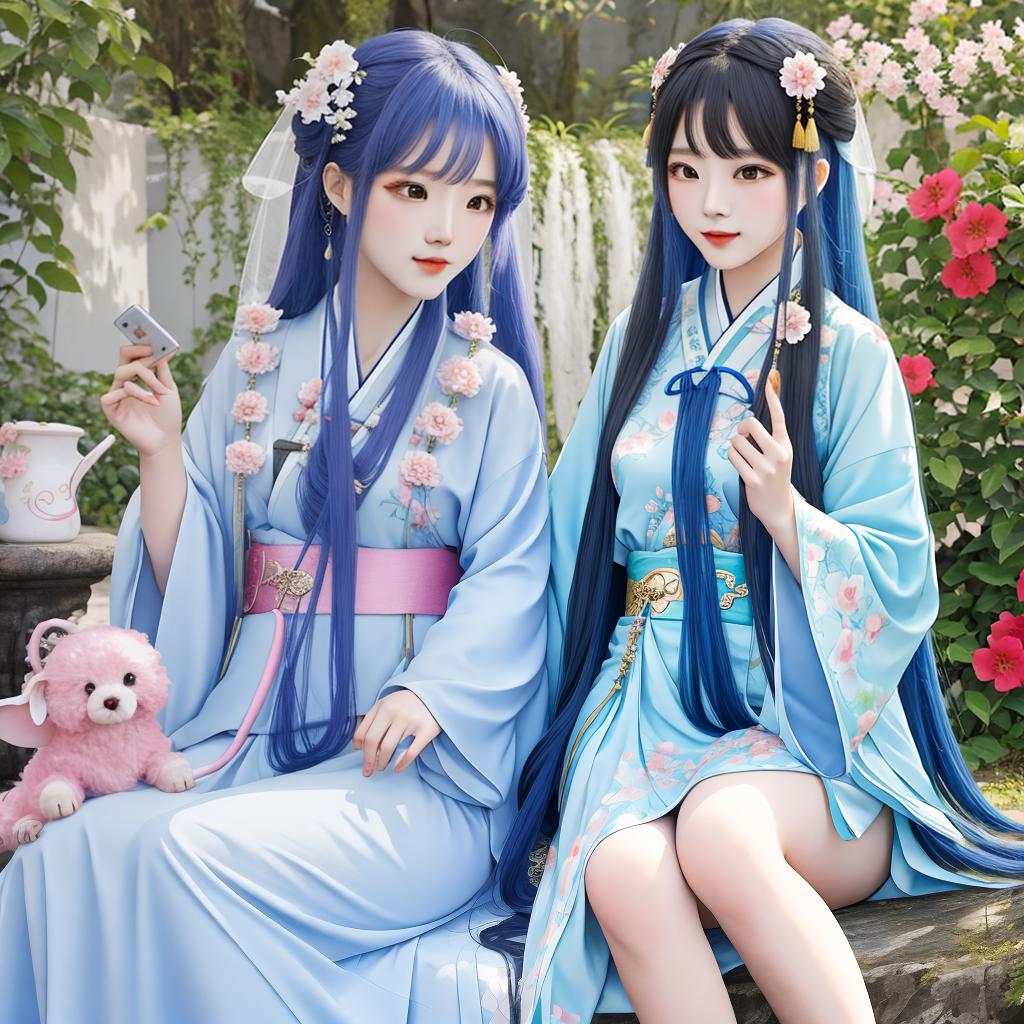  Chinese fairy style, girls, ancient people, monsters, Hanfu