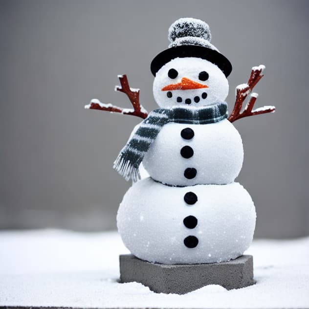 modelshoot style snowman made of gray uneven rough concrete