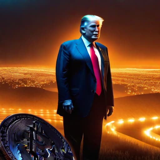  Trump's Pro-Crypto Pivot: Shifting the Bitcoin Landscape hyperrealistic, full body, detailed clothing, highly detailed, cinematic lighting, stunningly beautiful, intricate, sharp focus, f/1. 8, 85mm, (centered image composition), (professionally color graded), ((bright soft diffused light)), volumetric fog, trending on instagram, trending on tumblr, HDR 4K, 8K