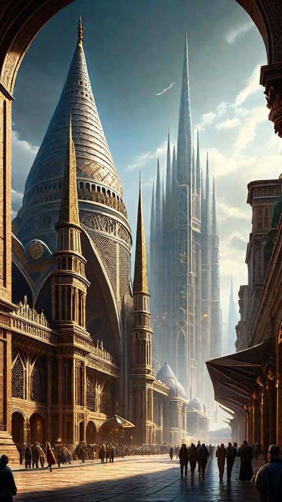  (A vast, sprawling city with grand, ornate buildings and towering spires, all powered by a mysterious energy that seems to radiate from the structures themselves. The architecture features intricate patterns, arches, and domes, hinting at an advanced civilization with a deep understanding of engineering and design. In the background, ominous figures can be seen demolishing these magnificent structures, trying to erase all traces of the Tartarian Empire's existence.) hyperrealistic, full body, detailed clothing, highly detailed, cinematic lighting, stunningly beautiful, intricate, sharp focus, f/1. 8, 85mm, (centered image composition), (professionally color graded), ((bright soft diffused light)), volumetric fog, trending on instagram, trending on tumblr, HDR 4K, 8K