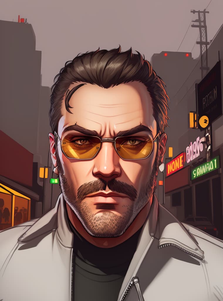  gtav style, (best quality), ((artwork-gta5 heavily stylized)), poster design, detailed, highly detailed, sunglasses, masterpiece, highres