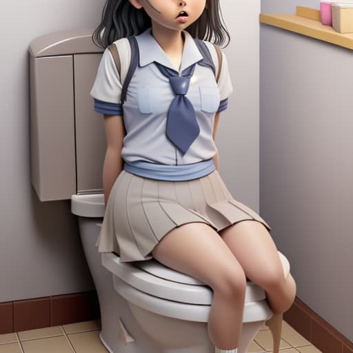  school girl pooping stomach ache on toilet