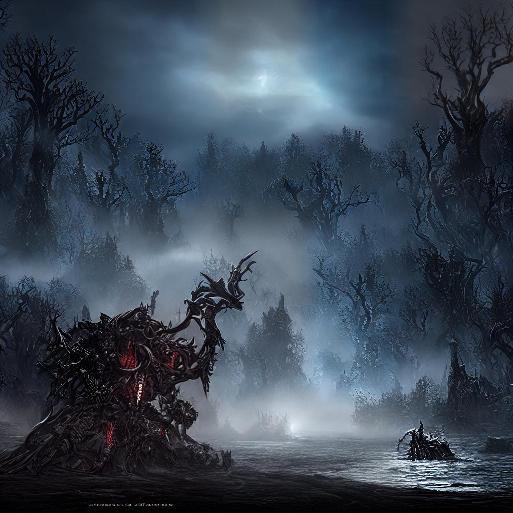  ((Masterpiece)), (((best quality))), 8k, high detailed, ultra-detailed. An icon of a faction specializing in death and decay, with a main color of purple. A figure ((emerging from a pool of dark liquid)), surrounded by ((gloomy, skeletal trees)), (ominous clouds) filling the sky, and a ((haunting, ethereal glow)) illuminating the scene. hyperrealistic, full body, detailed clothing, highly detailed, cinematic lighting, stunningly beautiful, intricate, sharp focus, f/1. 8, 85mm, (centered image composition), (professionally color graded), ((bright soft diffused light)), volumetric fog, trending on instagram, trending on tumblr, HDR 4K, 8K