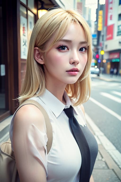  Blonde, short hair, (Masterpiece, BestQuality:1.3), (ultra detailed:1.2), (hyperrealistic:1.3), (RAW photo:1.2),High detail RAW color photo, professional photograph, (Photorealistic:1.4), (realistic:1.4), ,professional lighting, (japanese), beautiful face, (realistic face)