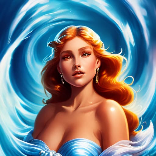 portrait+ style Aphrodite on the crest of a wave