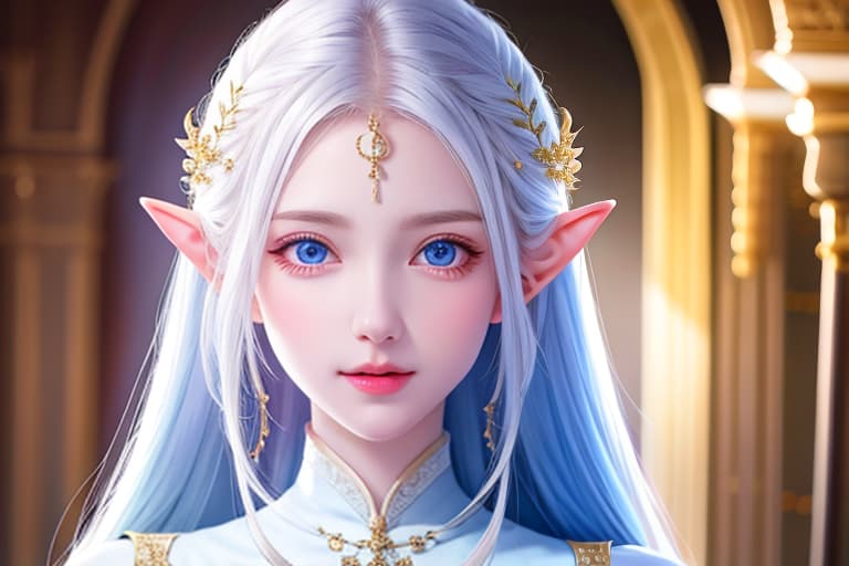  (:1.4), :1.4 , a beautiful elf, perfect white skin, long white hair, blue eyes, round hips, dress, long perfect ,, masterpiece, (detailed face), (detailed clothes), f/1.4, ISO 200, 1/160s, 4K, unedited, symmetrical balance, in-frame, masterpiece, perfect lighting, (beautiful face), (detailed face), (detailed clothes), 1 , (woman), 4K, ultrarealistic, unedited, symmetrical balance, in-frame