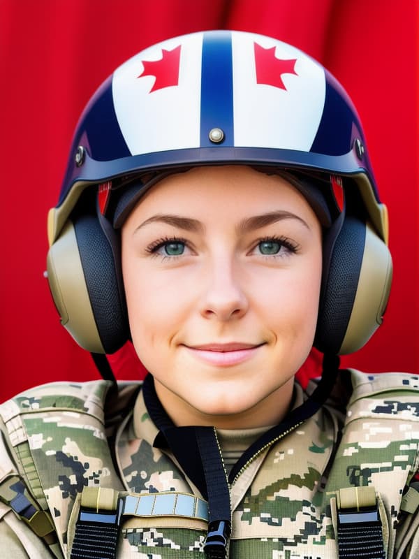  , military pilot girl with helmet, canadian