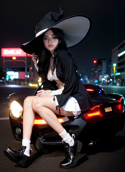  Black hair, incredibly cute face young face, , E cup, one , middle of the road, witch, (Masterpiece, BestQuality:1.3), (ultra detailed:1.2), (hyperrealistic:1.3), (RAW photo:1.2),High detail RAW color photo, professional photograph, (Photorealistic:1.4), (realistic:1.4), ,professional lighting, (japanese), beautiful face, (realistic face)