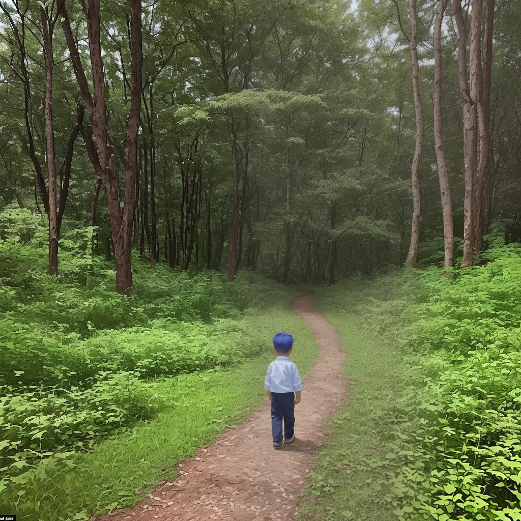  A long time ago, there was a little boy lost in the forest. He walked for a long time and was hungry. He wanted to eat his mother's cake, but he couldn't go back. So he drew a big cake on the ground and put sesame seeds on it. The little boy looked as if he had eaten the pie, and feeling that he was not very hungry, he stood up again and walked along a path. Soon, the boy's parents found him, they went home together, eat a real delicious cake