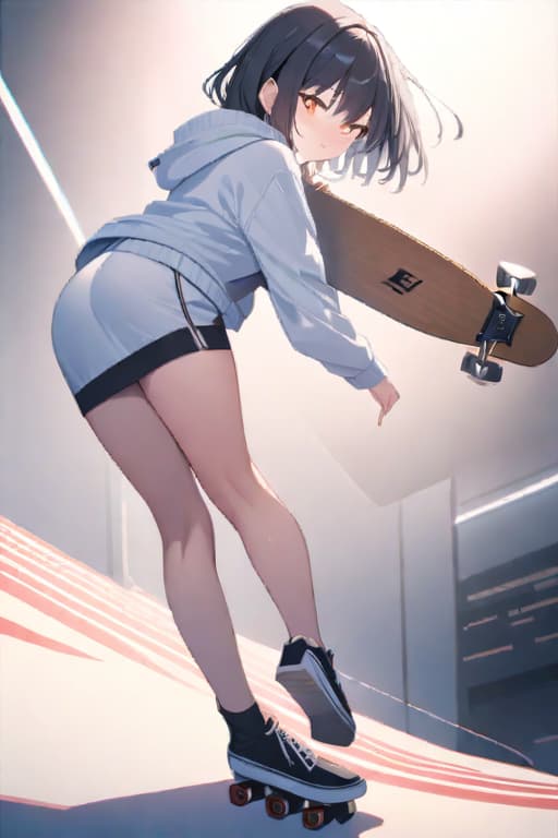  skateboard hyperrealistic, full body, detailed clothing, highly detailed, cinematic lighting, stunningly beautiful, intricate, sharp focus, f/1. 8, 85mm, (centered image composition), (professionally color graded), ((bright soft diffused light)), volumetric fog, trending on instagram, trending on tumblr, HDR 4K, 8K