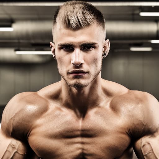 portrait+ style russian queer fitness model blonde very cute dude face