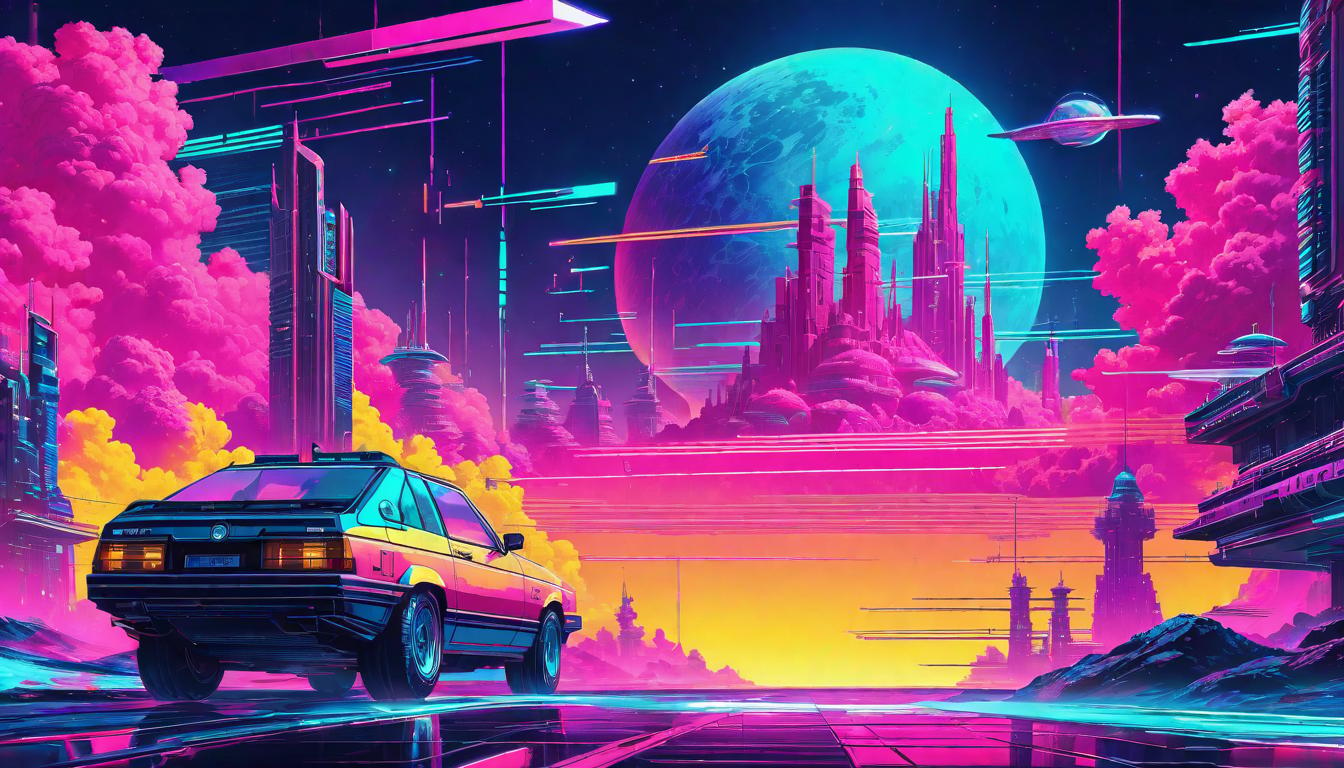  vaporwave,cyberpunk game style Universe aligning with intentions, cosmic threads weaving, harmonious and responsiveeon, dystopian, futuristic, digital, vibrant, detailed, high contrast, reminiscent of cyberpunk genre video games,retro aesthetic, cyberpunk, vibrant, neon colors, vintage 80s and 90s style, highly detailed