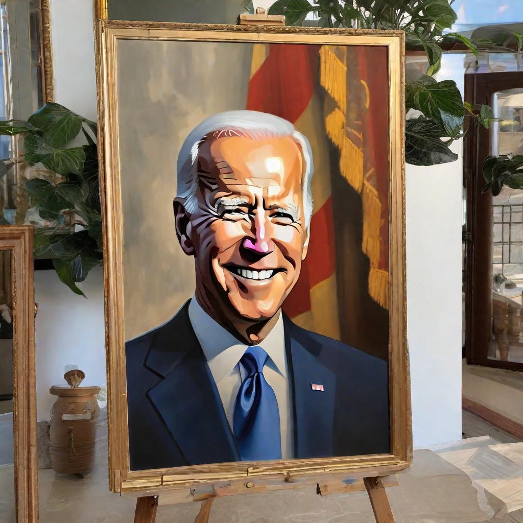  masterpiece, best quality,Painting a portrait of US President Joe Biden