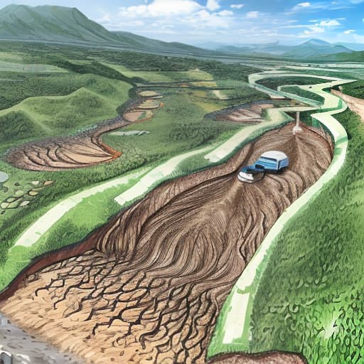  Draw a schematic diagram of debris flow moving in the drainage channel,