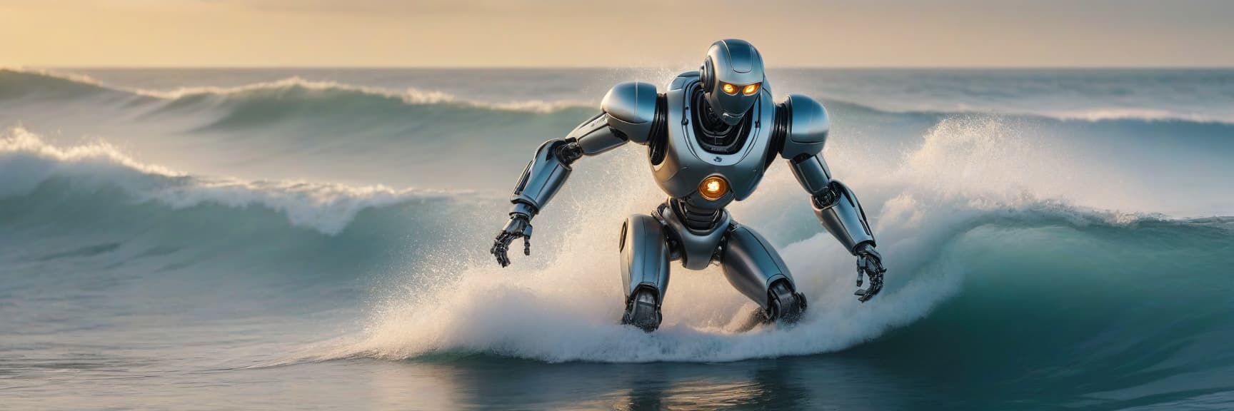  cinematic photo A robot made of ball bearings glides on surfing a wave of engine oil, picture illustration for advertising. . 35mm photograph, film, bokeh, professional, 4k, highly detailed hyperrealistic, full body, detailed clothing, highly detailed, cinematic lighting, stunningly beautiful, intricate, sharp focus, f/1. 8, 85mm, (centered image composition), (professionally color graded), ((bright soft diffused light)), volumetric fog, trending on instagram, trending on tumblr, HDR 4K, 8K