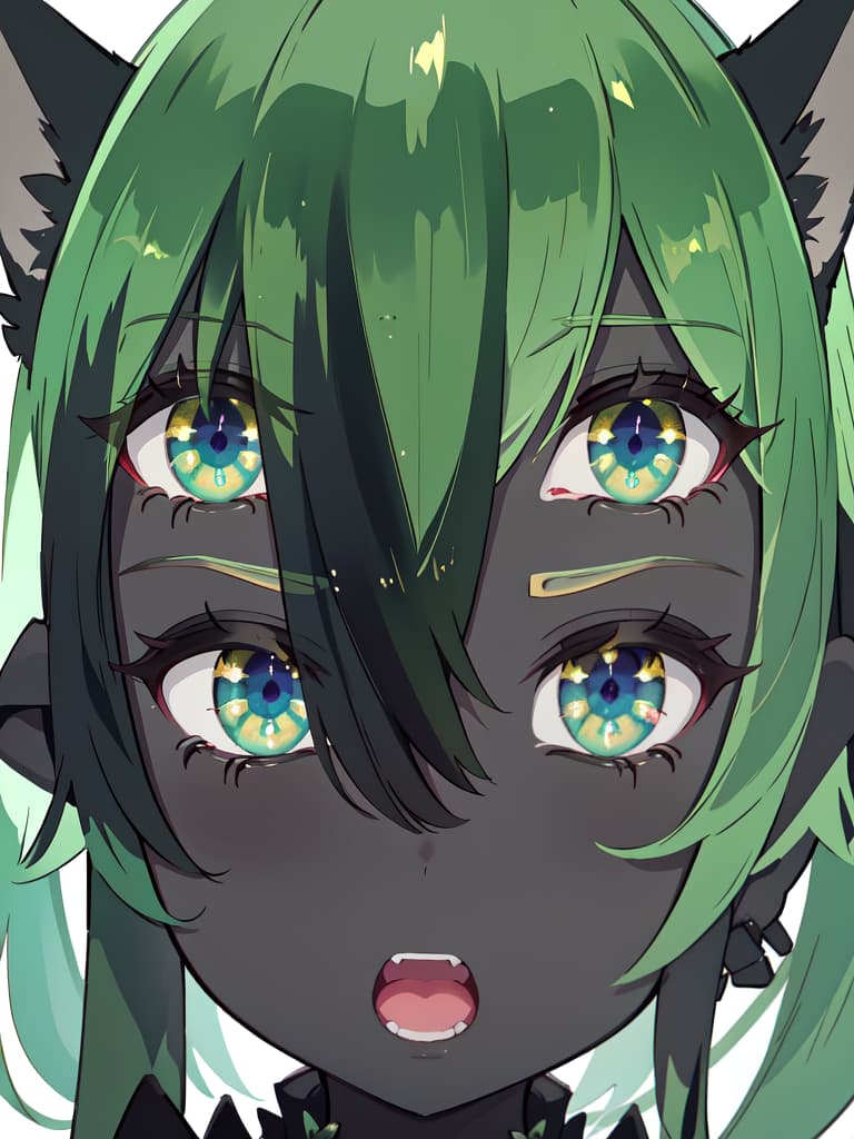  Black Anubis on a green hair character, open your mouth and cry, masterpiece, best quality,8k,ultra detailed,high resolution,an extremely delicate and beautiful,hyper detail