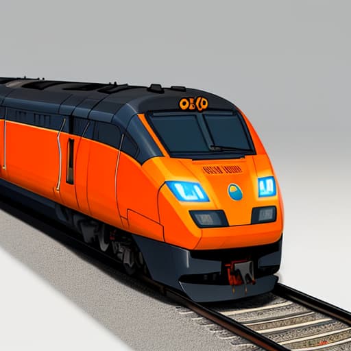  Draw a picture of a train with orange body lines on a white background