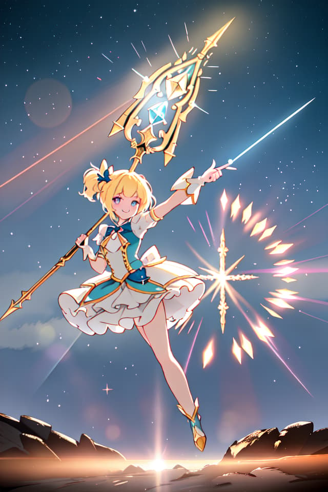  Pop based magical girls, (Pointing a Spear at the Viewer), (Glowing Spear Edge, Lens Flare), Smile, Dutch Angle, (Absurdress, , Ultimate quality) , Official Art, Beauty, (Diffusion Lighting, Environmental Lighting), detailed skin texture, best shadow, very detail, colorful, 8k Wallpaper, Raw Photoristic Detailed, Dutch Angle, 💩, 💩, 💩, 💩, 💩, 💩, 💩, 💩 💩 hyperrealistic, full body, detailed clothing, highly detailed, cinematic lighting, stunningly beautiful, intricate, sharp focus, f/1. 8, 85mm, (centered image composition), (professionally color graded), ((bright soft diffused light)), volumetric fog, trending on instagram, trending on tumblr, HDR 4K, 8K