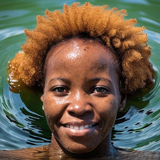  african woman's head drowning in lake