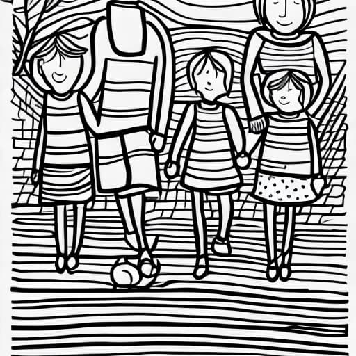  one line art, family of 7