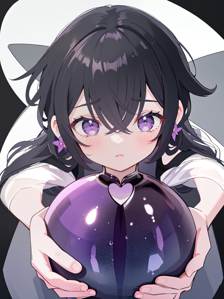  Eggplant holding, hair black, cute, men, boys, masterpiece, best quality,8k,ultra detailed,high resolution,an extremely delicate and beautiful,hyper detail