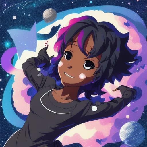  Black anime character in space