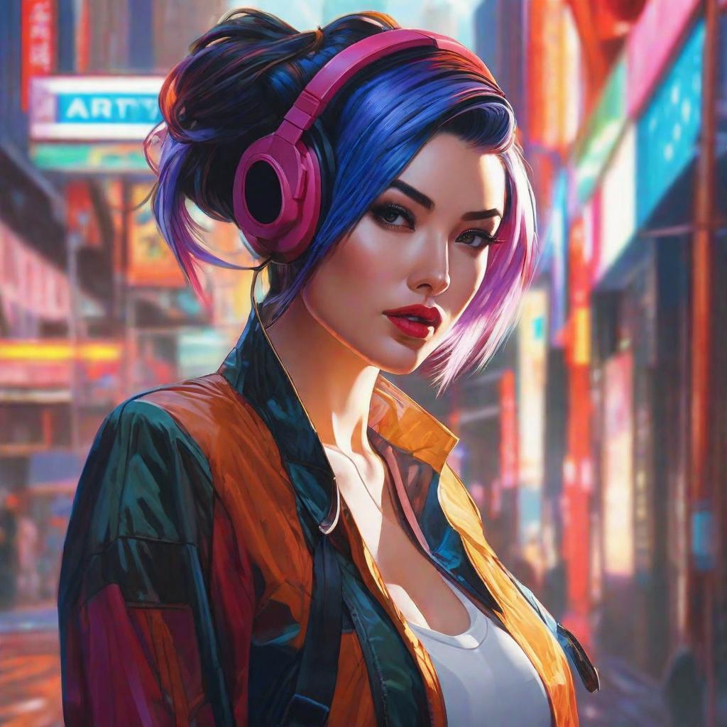  ritro game, multicolored hair, Colorful background, realistic shaded perfect face, fine details by realistic shaded lighting poster by ilya kuvshinov katsuhiro otomo, magali villeneuve, artgerm, jeremy lipkin and michael garmash and rob rey hyperrealistic, full body, detailed clothing, highly detailed, cinematic lighting, stunningly beautiful, intricate, sharp focus, f/1. 8, 85mm, (centered image composition), (professionally color graded), ((bright soft diffused light)), volumetric fog, trending on instagram, trending on tumblr, HDR 4K, 8K