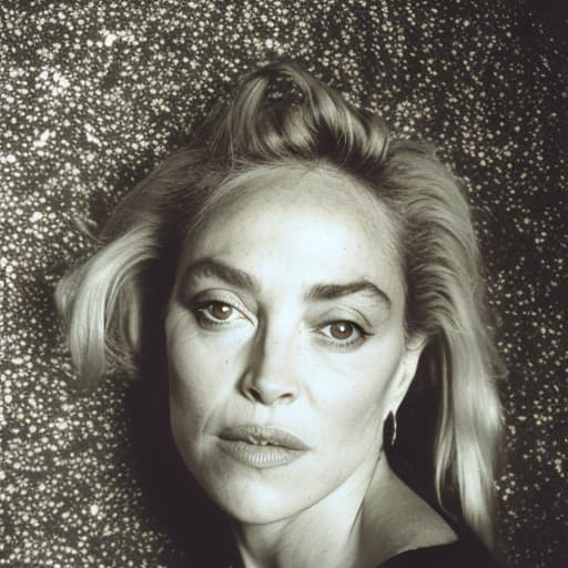 analog style Sharon stone fotographed by man ray