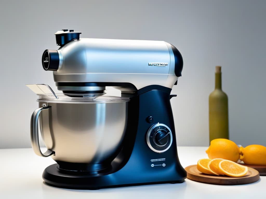  A closeup, minimalist image of a sleek and modern stand mixer in a soft, elegant color like matte black or pearl white. The focus is on the smooth lines and the subtle sheen of the mixer, highlighting its professional and highquality appearance. hyperrealistic, full body, detailed clothing, highly detailed, cinematic lighting, stunningly beautiful, intricate, sharp focus, f/1. 8, 85mm, (centered image composition), (professionally color graded), ((bright soft diffused light)), volumetric fog, trending on instagram, trending on tumblr, HDR 4K, 8K