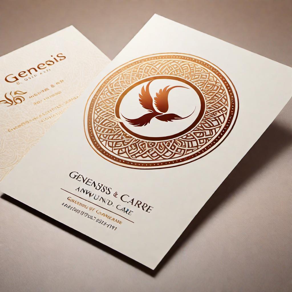  Design two business cards for 'Regenesis Anti-Aging & Wound Care'. For the first card, incorporate the logo featuring a stylized phoenix rising from flames in a circular shape at the top or center, with the business name 'Regenesis Anti-Aging & Wound Care' and placeholders for contact information in a complementary font below. For the second card, use the logo with an hourglass emblem where sand particles are small shining stars, placing it at the top or center, with the business name 'Regenesis Anti-Aging & Wound Care' and placeholders for contact information below. Both cards should have a professional, clean, and health-oriented design, with a color scheme that communicates trust and sophistication within the wellness industry. hyperrealistic, full body, detailed clothing, highly detailed, cinematic lighting, stunningly beautiful, intricate, sharp focus, f/1. 8, 85mm, (centered image composition), (professionally color graded), ((bright soft diffused light)), volumetric fog, trending on instagram, trending on tumblr, HDR 4K, 8K