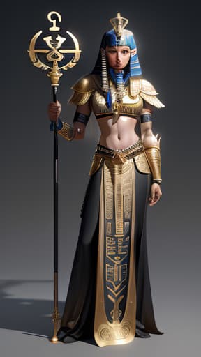  Create a hyper realistic image of a figure with the head of a bird and the body of a human, adorned in ancient Egyptian-style armor. standing upright, holding a staff in one hand and an ankh (the Egyptian symbol of life) in the other. background should feature hieroglyphic engravings, and the overall color scheme should include glossy shiny vibrant gold blue, and black tones to give it an authentic and regal appearance. ultra HD 64k hyperrealism studio lightning, hyperrealistic, high quality, highly detailed, perfect lighting, intricate, sharp focus, f/1. 8, 85mm, (centered image composition), (professionally color graded), ((bright soft diffused light)), trending on instagram, HDR 4K, 8K