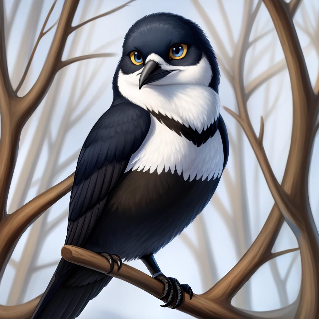  yellow-billed magpie, holarctic magpie, open eyes, digital art, masterpiece, 4k, fine details,