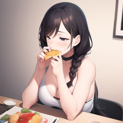  A woman who feels so tasty while eating
