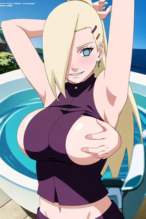  (yamanaka_ino:1.2), hair down,(masterpiece, best quality:1.2), illustration, absurdres, highres, extremely detailed,fullbody,bathtub,breast_grab