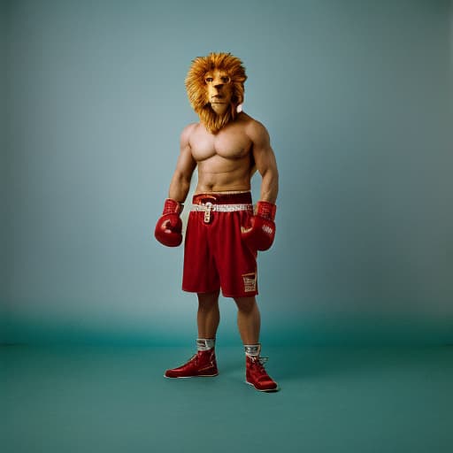 analog style Boxing lion