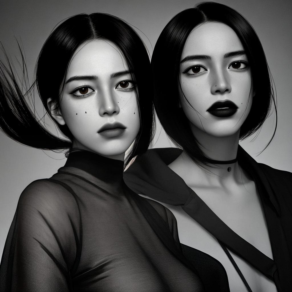  masterpiece, best quality, experimental minimalist non Binary Gender black and white image, in the style of hyperrealism and photorealism, precisionist art, emotionally charged scenes, dark amber, vibrant realism, photo taken with nikon d750, elegant realism high drama very high contrast monochrome by Ingrid Baars --ar 85:128 --v 6.0 --style raw --c 20