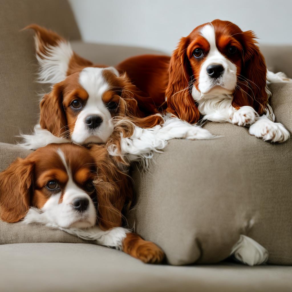 analog style cavalier king charles spaniel on the couch, cute, hyper detail, full HD hyperrealistic, full body, detailed clothing, highly detailed, cinematic lighting, stunningly beautiful, intricate, sharp focus, f/1. 8, 85mm, (centered image composition), (professionally color graded), ((bright soft diffused light)), volumetric fog, trending on instagram, trending on tumblr, HDR 4K, 8K