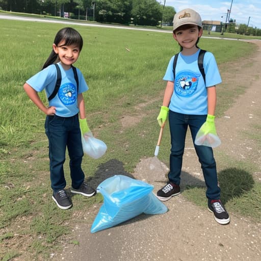  Young Pioneers pick up trash,