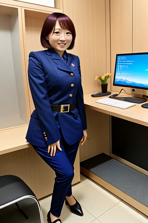  Office, Copy female in animai05653 Wide angle portrait pose