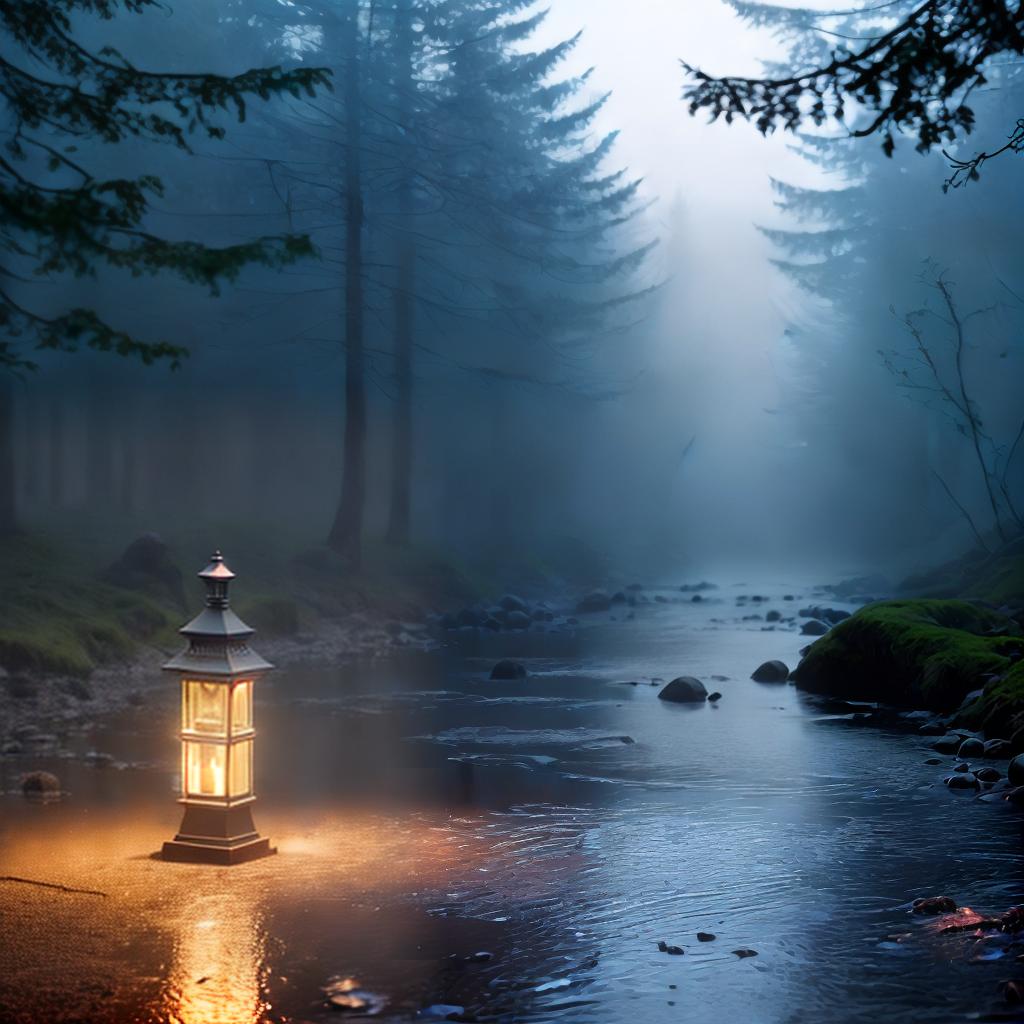  lamplight stream ,highly detailed, cinematic lighting, stunningly beautiful, intricate, sharp focus, f1. 8, 85mm, (centered image composition), (professionally color graded), ((bright soft diffused light)), volumetric fog, trending on instagram, trending on tumblr, HDR 4K, 8K