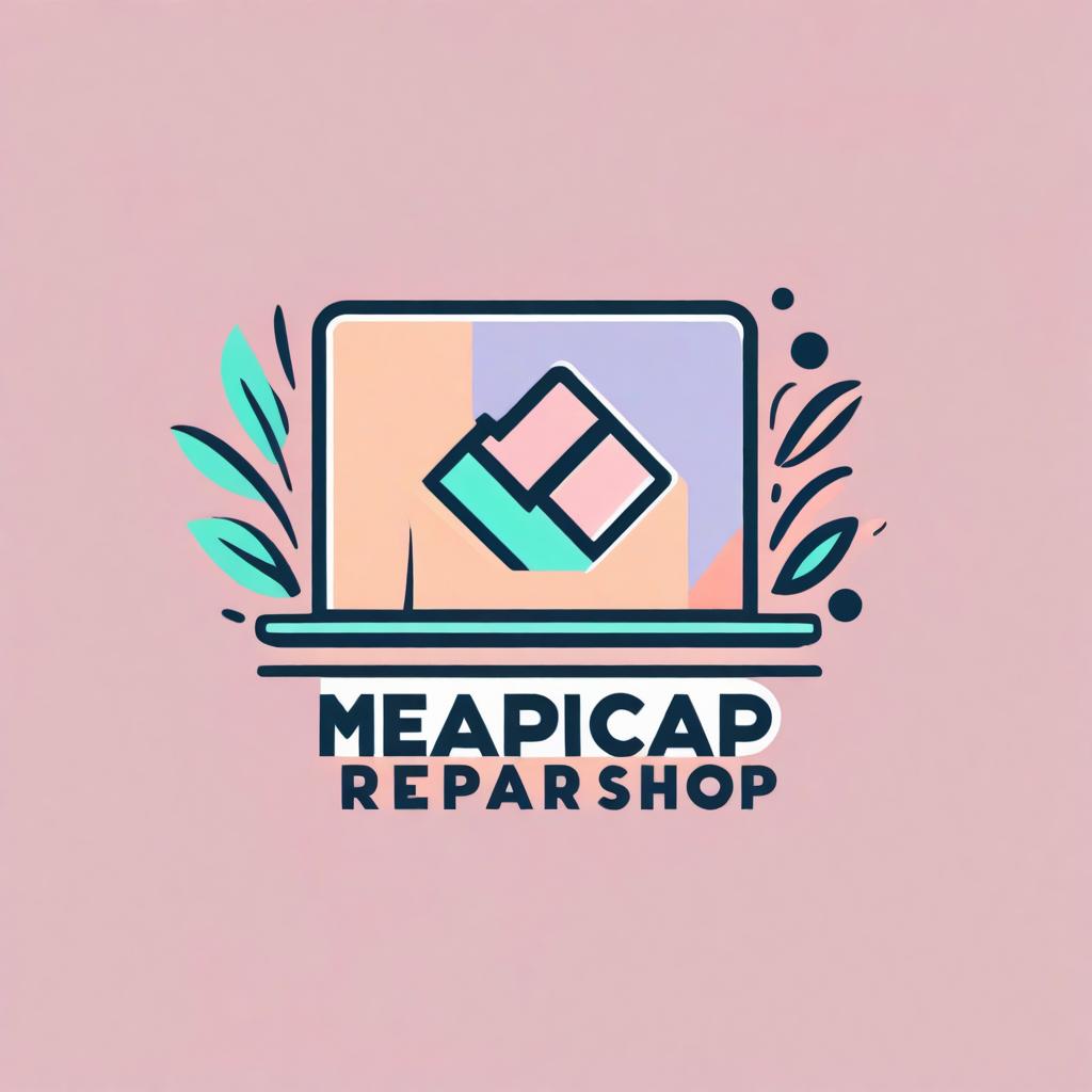  a cute minimalist logo for a laptop repair shop with pastel color
